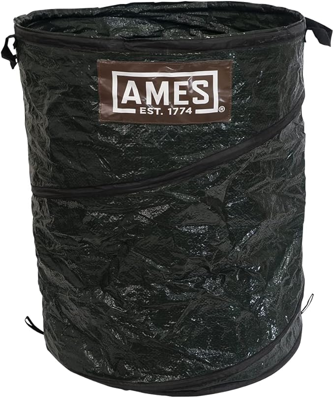 AMES Leaf Scoops Hand Rake Set with Collapsible Pop-Up Garden Waste Bag for Collecting Leaves, Mulch and Debris