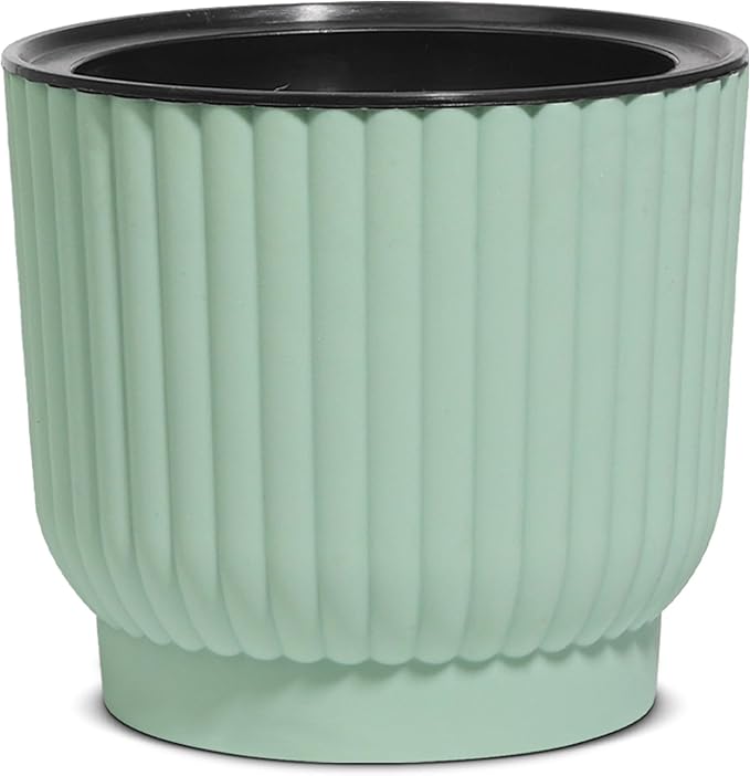 T4U 6 Inch Self Watering Pots for Indoor Plants, 6 Pack Planters for Indoor Plants, Durable Plastic Mint Green Pots for Indoor Plants, African Violets, Flower