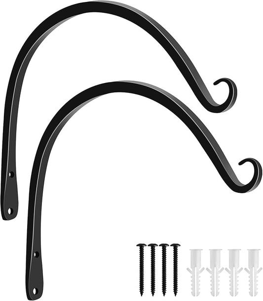 Gtongoko 2 Pack 10 Inch Plant Hangers Outdoor Metal, Plant Hooks for Wall Indoor, Outdoor Hooks for Hanging Bird Feeders, Plant Bracket, Lanterns, Wind Chinme, Black