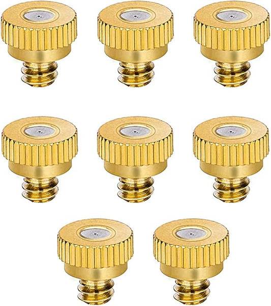 Aopin G 3/16 Brass Misting Nozzles 0.2mm / 0.008" Orifice Atomizing Mister Sprayer Nozzle Suitable For Outdoor Cooling,Garden Irrigation,Fountain, Crop Nutrient Injection, Greenhouse 8 Pcs