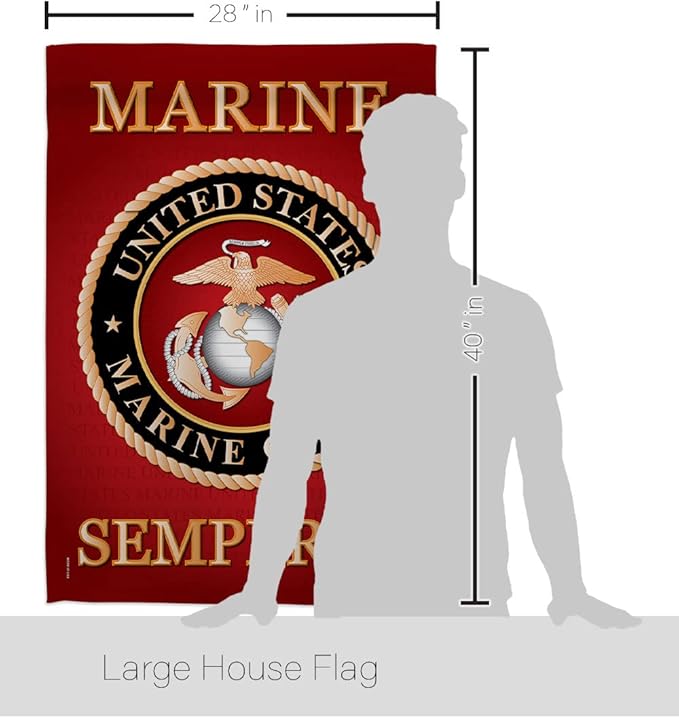 Marine Corps House Flag - Pack Armed Forces USMC Semper Fi United State American Military Veteran Retire Official USA Vintage Applique - Banner Small Garden Yard Gift Double-Sided Made In 28 X 40