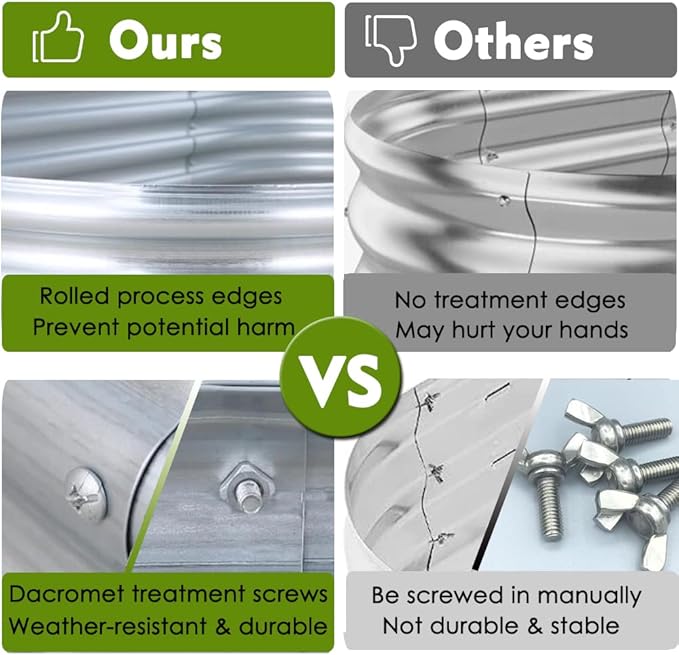 FORTUNO 2 Pack 4 Ft Round Galvanized Raised Garden Bed Kit Box 48 Inches Metal Outdoor Flower Bed Steel Patio Ground Planter for Planting Vegetables and Herb, Silver