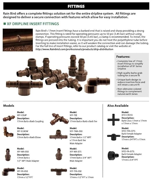 12 Pack Drip Irrigation Fittings 1/2” Drip Line, Rain Bird XFF-Coup 17mm Drip Line Connectors, 1/2 Inch Drip Irrigation Tubing, Drip Irrigation Connectors, Drip Hose Connectors Includes LED Light
