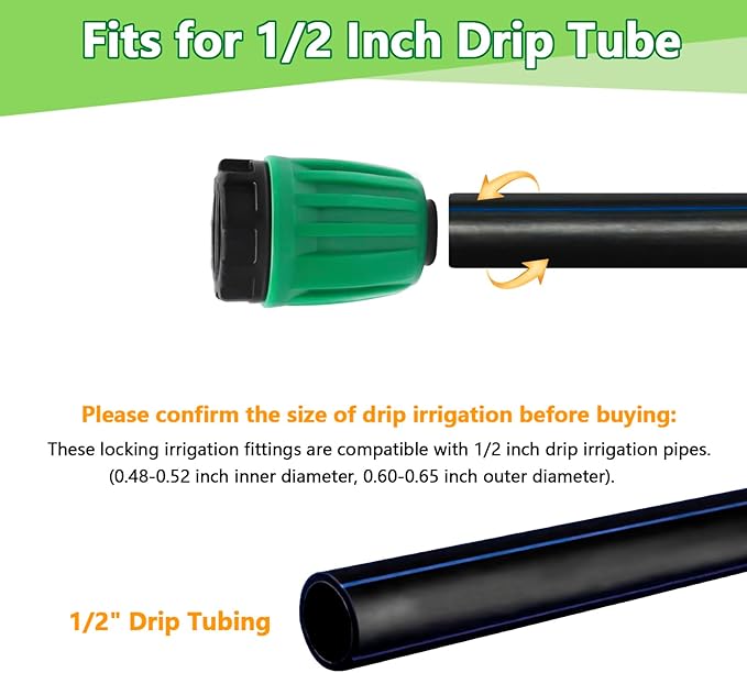 12 Pack 1/2 Inch Drip Irrigation End Plug (1/2" ID x 0.65" OD), Drip Line Irrigation Locked Barbed End Cap for 1/2'' Irrigation Tubing Anti Leak Irrigation System Plug Fittings