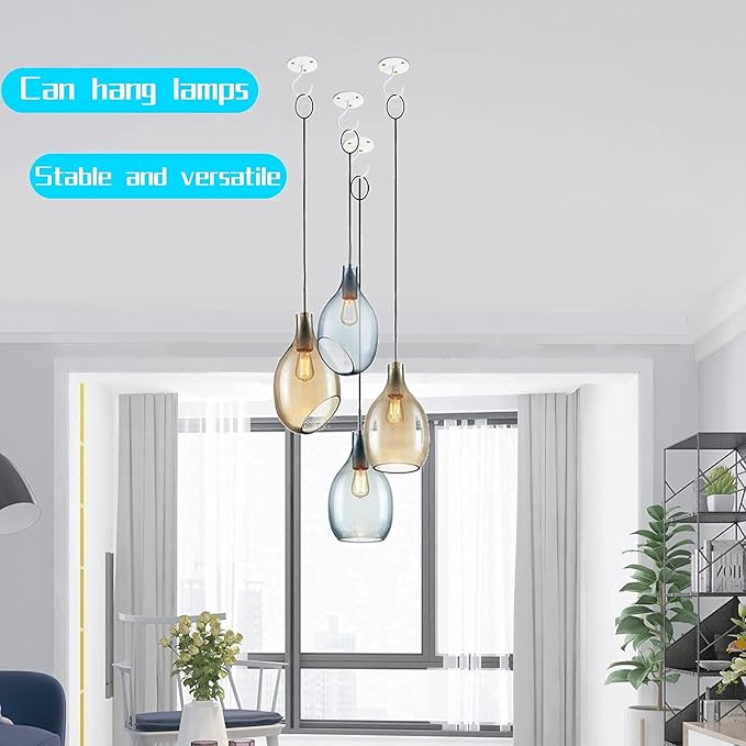 Ceiling Hooks for Hanging Plants- Metal Heavy Duty Wall Mounted Hangers for Hanging Bird Feeders, Planters, Wind Chimes, Include Professional Drywall Anchors (5 Pack) (Bright White)