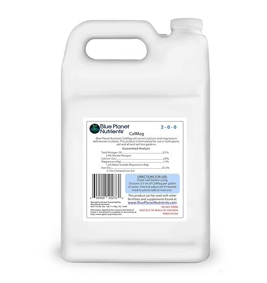 CalMag Plus Iron Liquid Plant Supplement (128 fl oz) Gallon | for All Plants & Gardens | Concentrated Calcium Magnesium Iron | Makes Up to 1,260 Gallons of Ready to Feed | Blue Planet Nutrients