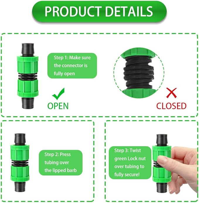 12 Pcs Drip Irrigation Coupling, 5/8 Inch Drip Tape Irrigation Tubing Coupling,Universal Connector Drip Tubing Fittings,Drip Irrigation Fittings,Compatible with Most 16-17 mm Drip Tape AG Tubing Drip