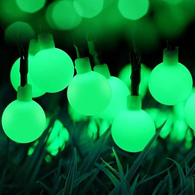 Globe Ball Fairy Lights, 50 LEDs 23ft/7M Solar Led Globe String Lights Waterproof with Two Lighting Modes for Garden Outdoor Party Christmas Decoration (Green)