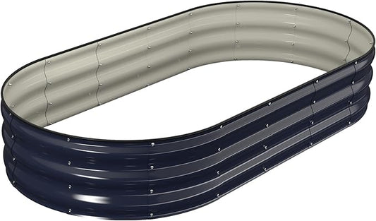 Raised Garden Bed Kit, 6x3x1 ft Galvanized Planter Box Outdoor with Safety Edging, Large Metal Raised Beds for Gardening Vegetables Flower Herb (Navy Blue)