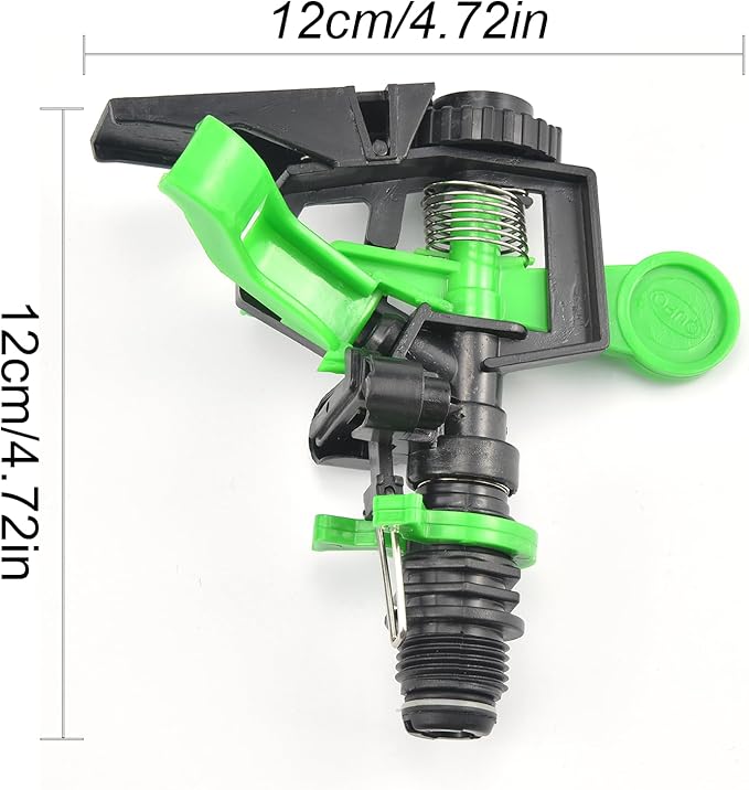 Gardening Watering System Tools, 1/2 Inch Garden Lawn Spray Irrigation Nozzle, Internal Threaded Rocker Arm Sprinkler 360 Degree Automatic Rotation Adjustment Nozzle (Green)