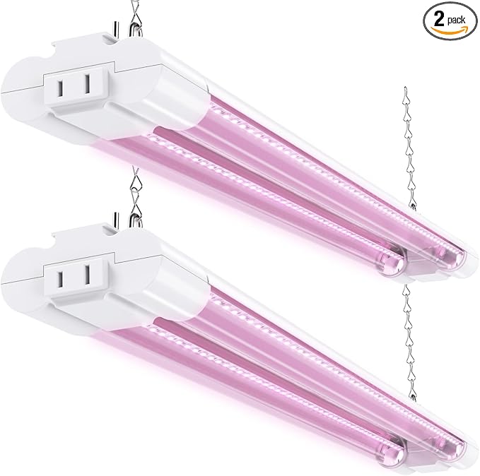 Sunco 2ft Grow Light LED, 20W, Full Spectrum, for Seed Starting, Seedling, Indoor Plants, Plug in Suspended Fixture, Link Up to 8, Inline Switch, ETL 2 Pack