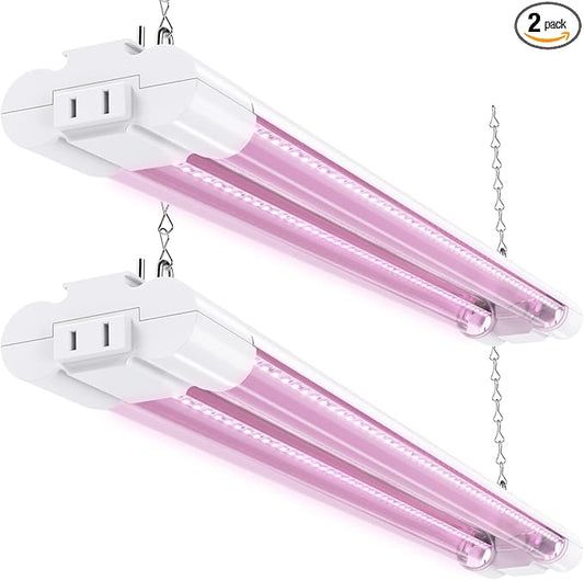 Sunco 2ft Grow Light LED, 20W, Full Spectrum, for Seed Starting, Seedling, Indoor Plants, Plug in Suspended Fixture, Link Up to 8, Inline Switch, ETL 2 Pack