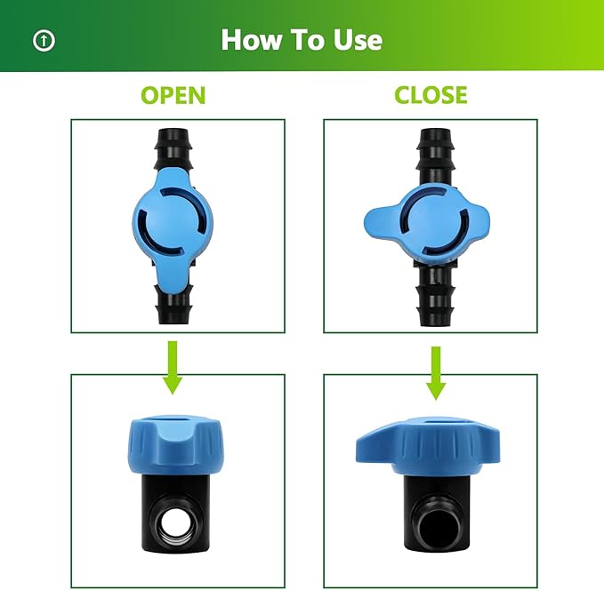 15 Pieces Drip Irrigation 1/2" Barbed Valve Fittings,Shut Off Valve Connectors for 1/2 Inch Drip Irrigation Tubing (.570-.620" ID) Drip Line Parts for Drip Sprinkler Garden Lawn Systems