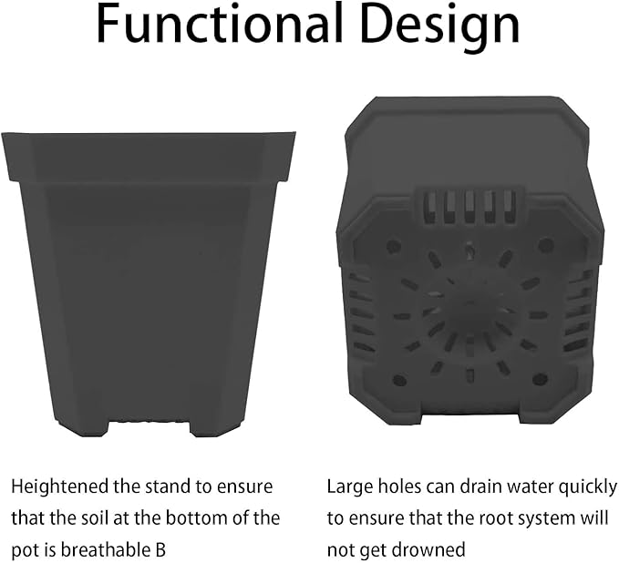 EBaokuup 30PCS Plant Nursery Pots with Humidity Dome, Small Plastic Square Flower Pot Planting Container, Plastic Gardening Pot