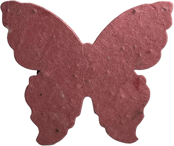 Of The Earth Handmade Paper - Wildflower Seed Paper Butterfly Shape - Large 3" - Set of 24 (68s Pink Lotka)