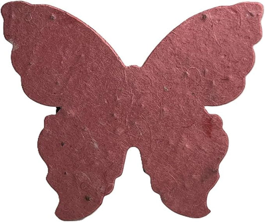 Of The Earth Handmade Paper - Wildflower Seed Paper Butterfly Shape - Large 3" - Set of 24 (68s Pink Lotka)