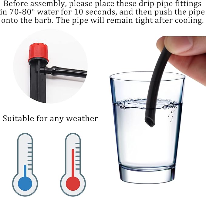 50FT 1/4" Blank Distribution Tubing Drip Irrigation Tubing Drip Irrigation Hose, Garden Watering Tube Line with 15PCS Drip Irrigation Barbed Connectors for Garden Irrigation System