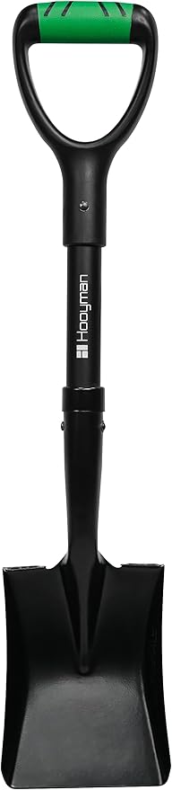 Hooyman Mini Transfer Shovel with Heavy Duty Carbon Steel Construction, Ergonomic No-Slip H-Grip Handles, D Handle, and Oversized Steps for Gardening, Land Management, Yardwork, Farming, and Outdoors