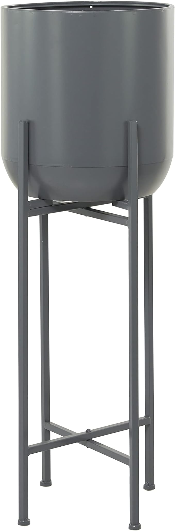 Deco 79 CosmoLiving by Cosmopolitan Metal Round Planter with Removable Stand, 13" x 13" x 36", Dark Gray