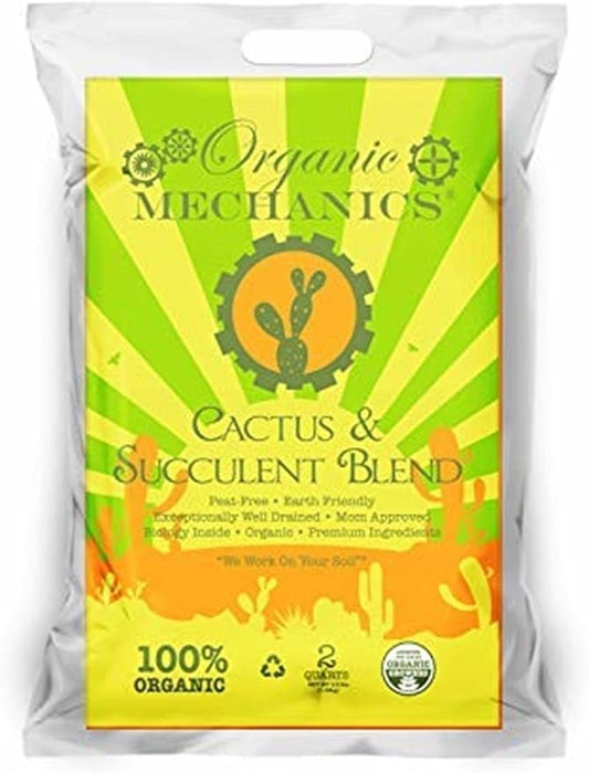 Cactus and Succulent Blend Potting Soil, 2 Quarts – Enhances Root Growth & Water Drainage with Biochar, Rice Hulls, and Worm Castings - Peat-Free, Eco-Friendly & Locally Sourced