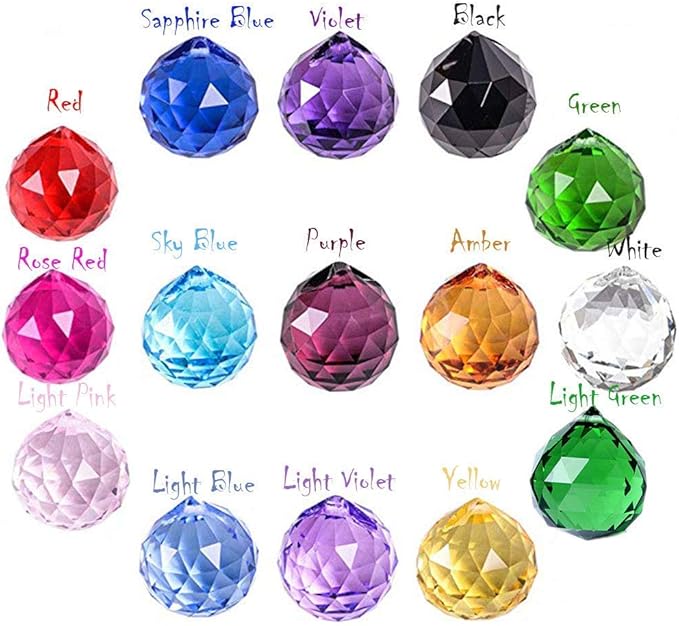 MerryNine 30mm/1.18" 15 Pack Crystal Ball Prism Sun Shine Catcher Rainbow Pendants Maker, Hanging Crystals Prisms for Windows, for Feng Shui (Multicolor)