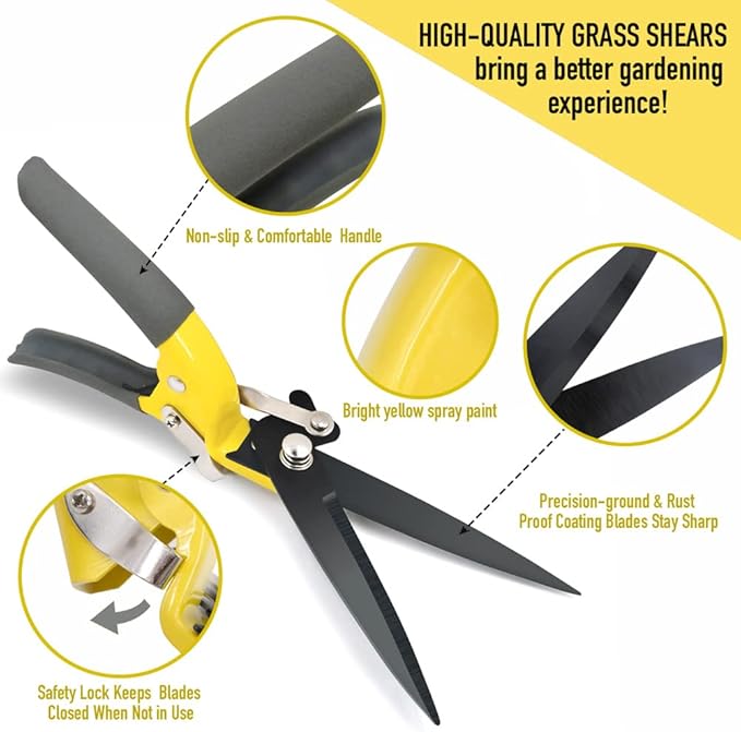 Upgraded Grass Shears, Hand Grass Clippers, Grass Trimming Shears for Garden, Lawn Edges