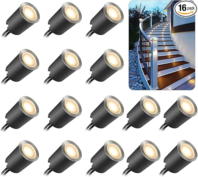 SMY Lighting Recessed LED Deck Light Kits with Protecting Shell φ32mm, In Ground Outdoor LED Landscape Lighting IP67 Waterproof,12V Low Voltage for Garden,Yard Stair,Patio,Floor,Kitchen Decoration