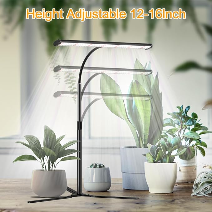Grow Light for Indoor Plants, Super Bright 6000K 108LEDs Full Spectrum Plant Lamp with Timer 4/8/12Hrs & Height Extendable for Home Office Desktop Plants, 12V 3A High Power Output for Faster Growth