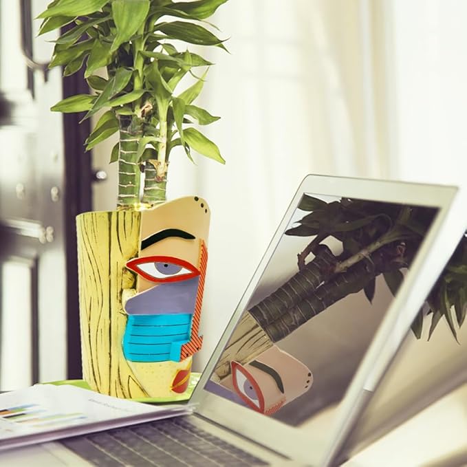 Abstract Face Planters Pots Head,Unique Head Planter for Indoor Plants,Funny Face Flower Pot,Colorful Plant Pots for Outdoor Garden Deco and Home Art Decoration(Eclectic)