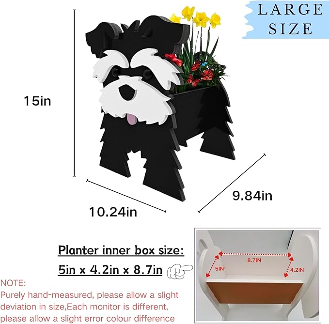 Black Schnauzers Dog Planter Plant Pots,Cute Garden Dog Flower Planter,Large Dog Planters Birthday Gifts for Women,Office,Indoor/Outdoor Decor(9.84 * 10.24 * 15in)