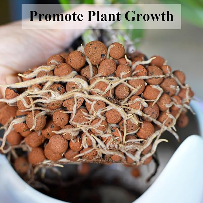 Clay Pebbles for Plants, 8mm-12mm Expanded LECA Balls Plant Garden Soil, Hydroponic, Aquaponics, Natural Leca Balls for Soil Root Development, Orchid Potting Mix, 5lb