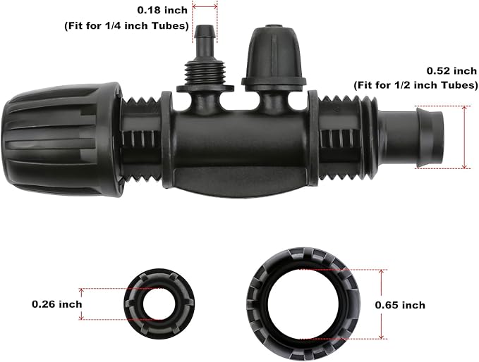 Drip Irrigation Parts for 1/2" Drip Tubing to 1/4" Irrigation Tubing, Drip Irrigation Fittings Anti-Drop Locked Barbed Reducing 4 Way-Pack of 10