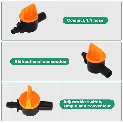 100PCS 1/4 Inch Barb Shut-Off Valve Universal Drip Irrigation Tubing Coupling Valve,Barb Valve Irrigation Misting Tube Valve,Through Type Valve for Garden Seeding Cultivation Irrigation Brush Cutter