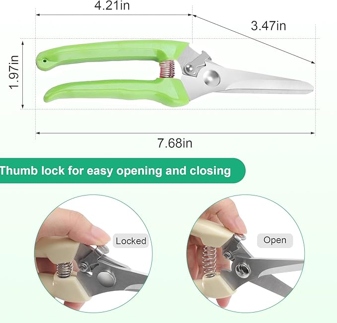 Premium garden shears, meperez pruning scissors gardening tools, pruners for flower, bushes, rose and fruit tree, use for florist, yard and orchard the plant clippers, sharp steel anvil snips