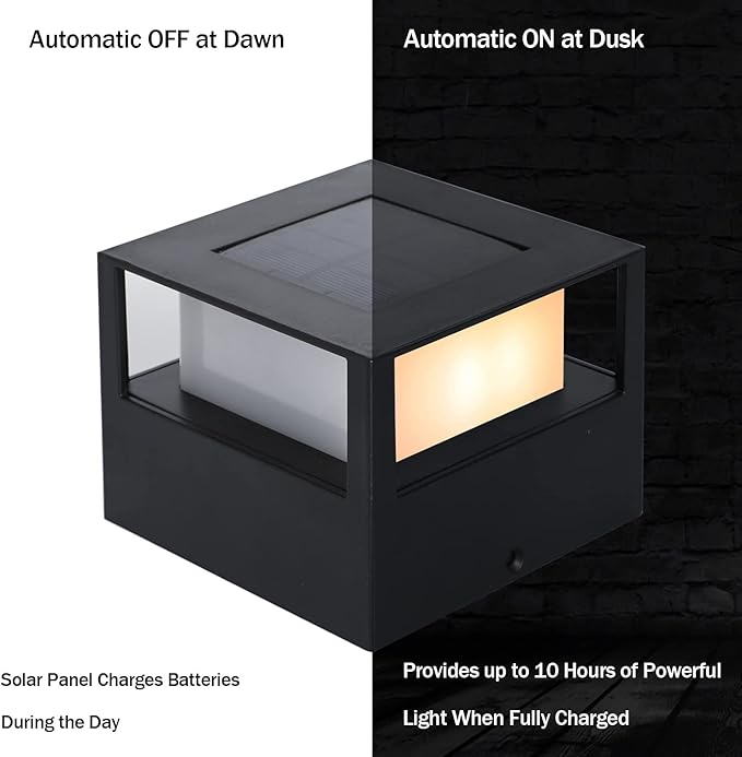 Viewsun 6 Pack Solar Post Cap Lights, Outdoor Fence Solar Powered Post Cap Lights with SMD LEDs Waterproof Light Decorative for Fence Deck or Patio Decor, Fits 4x4, 5x5 or 6x6 Wooden Posts