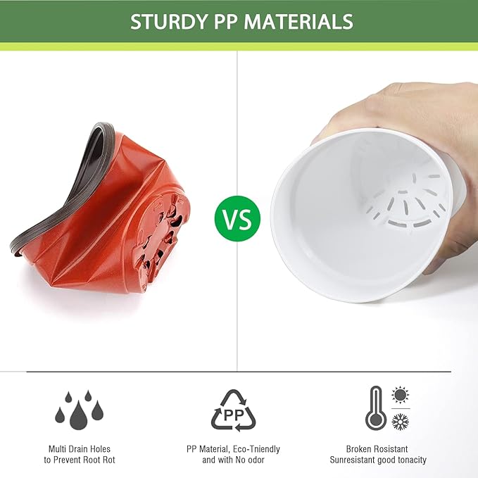 24 Pcs 4 Inch Plant Pots with Drainage Holes and Saucers for Indoor Plants, Plastic Small Flower Nursery Pots Seed Starting Pots for Plants Succulent, White