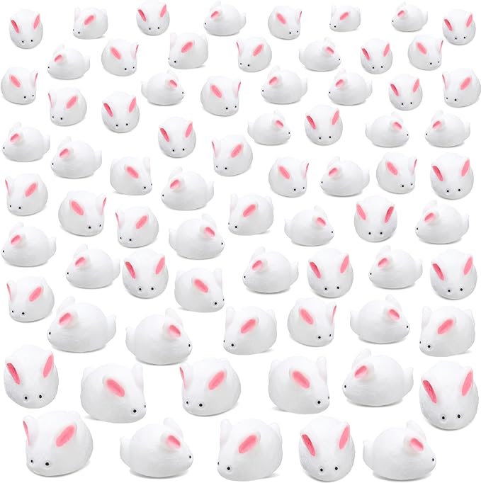Marsui 100 Pcs Bunny Miniatures Figurines Rabbit Miniature Accessories Easter Garden Landscape Garden Rabbit for Easter Garden Accessories Dollhouses Decoration(Cute Rabbit)