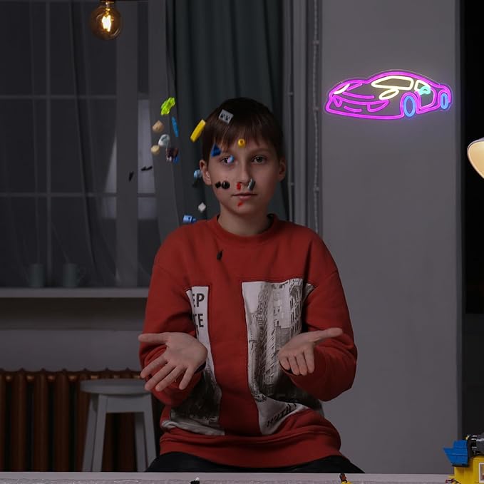 Car Neon Sign for Wall Decor Sports Car Neon Light Racing Car Neon Sign Colorful Car LED Neon Lights Signs Race Car Neon Light Up Sign for Bedroom Game Room Man Cave Garage Boy Gifts