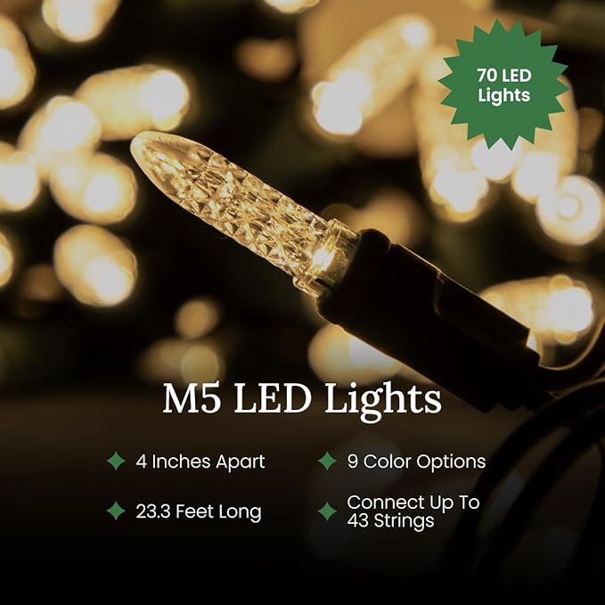 Pro Christmas M5 LED Holiday Lights - 100 Bulbs, 33.3ft - Professional Grade Indoor Outdoor Diamond Cut Sparkle Light Strings for Home Decorations and Christmas Trees - Blue