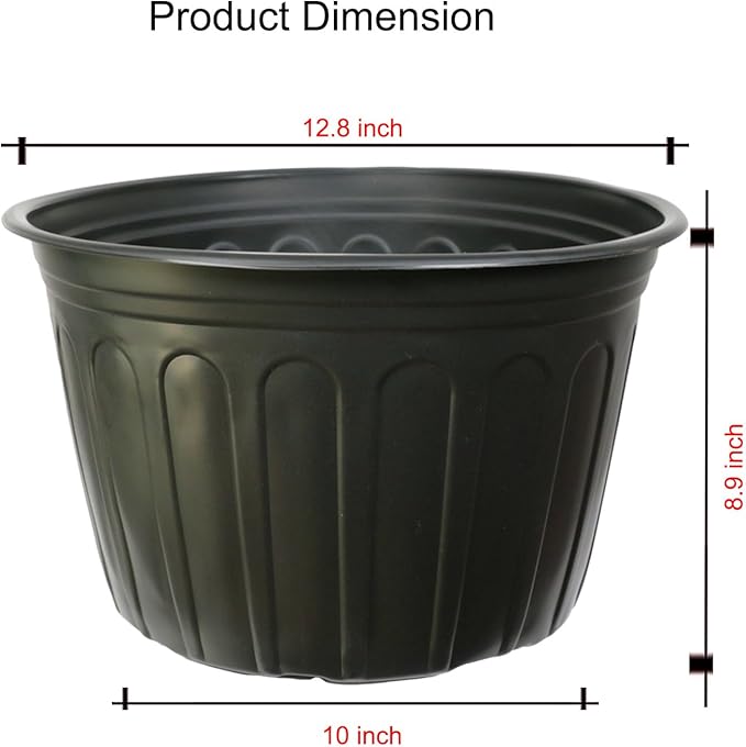 12-Pack 5 Gallon Flexible Plastic Plant Pots,Thickened Soft Seed Starting Container for Indoor Outdoor Plants, Seedlings, Vegetables, Succulents and Cuttings