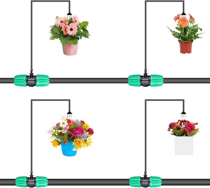 Frienda 40 Pcs Barbed Tee 1/2 Inch Tubing (1/2" Idx0.6-0.63" Od) 16mm to 1/4 Inch Irrigation Tube Fittings Drip Irrigation Parts Anti Drop Locked Reducing Tee for Drip Hose, Green