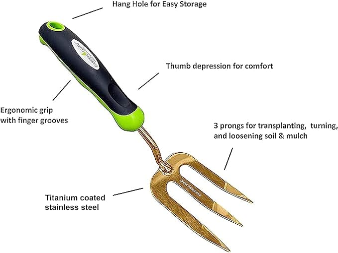 Garden Guru Titanium Garden Tool Set 3pc Hand Trowel Transplanter Cultivator – Heavy Duty - Rust Resistant - Ergonomic Handle – Perfect Gardening Tool Kit Gifts for Women & Men