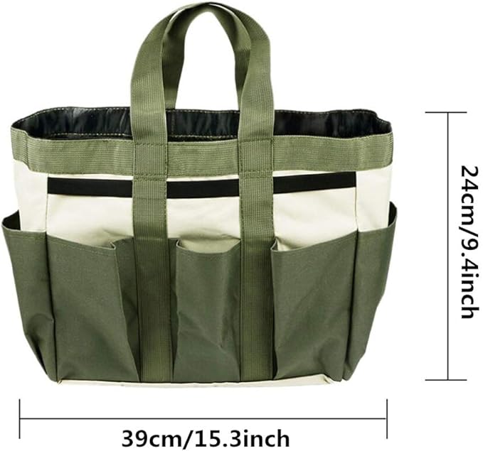 Gardening Tote Bag Garden Tool Bag with 9 Pockets Garden Tote Organizer Bag Gardening Tool Kit Holder Oxford Bag Gardening Tools Storage Organizer Tote Bag for Outdoor Garden Lawn Yard