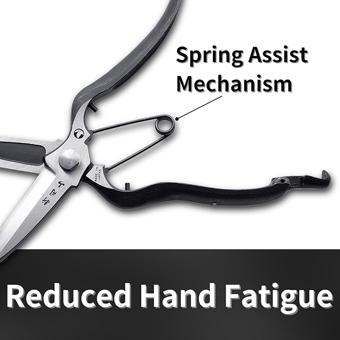 Leaf Trimming Scissors Handheld Hedge Shears 9", Professional One-Handed Hedge Clippers for Trimming of Hedges and Trees, Japanese Carbon Steel Blade, Spring Loaded Handle, Made in Japan