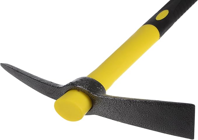 HARFINGTON Pick Mattock Hoe, 15 inch Steel Forged Weeding Garden Pick Axe with Yellow Fiberglass Handle Garden Hoe Garden Tool for Digging, Gardening, Camping, Planting