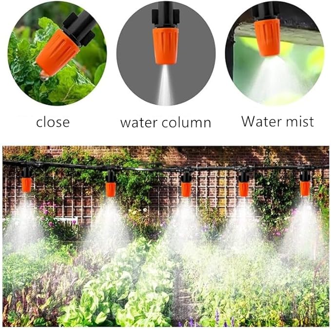 50 Pcs Drip Irrigation Spray Emitters, Adjustable Atomizing Nozzles,1/4 Inch Drip Irrigation Parts Sprayers Drippers for Garden Greenhouse Agricultural Irrigation Patio Misting