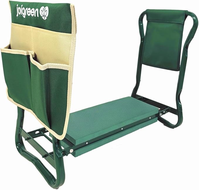 Garden Kneeler and Seat Garden Bench Garden Stools Foldable Stool with Tool Bag Pouch EVA Foam Pad Outdoor Portable Kneeler Gardening Gifts for Women Men, Large 21.65"x10.62"x18.89", Green