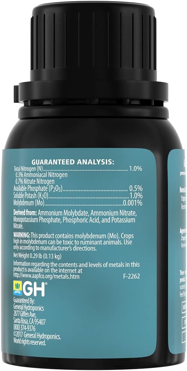 General Hydroponics RapidStart, Plant Food, 1-0.5-1, 125 mL.