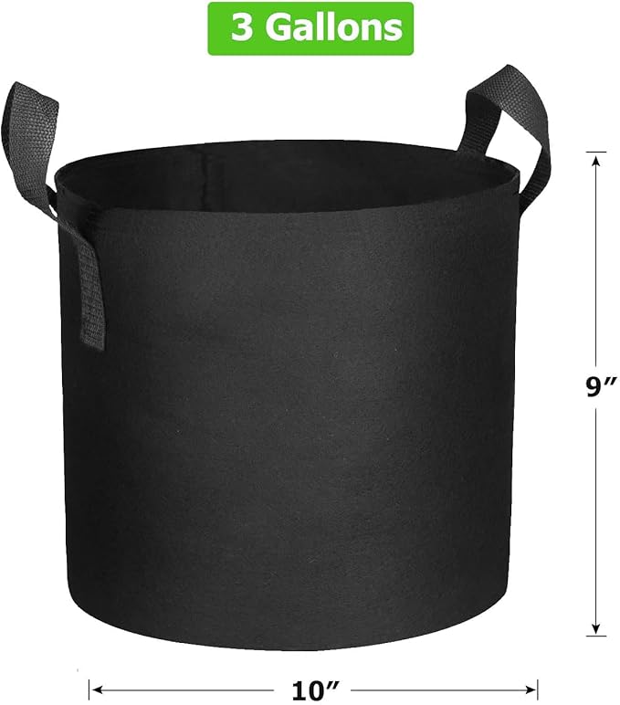 20-Pack 3 Gallon Grow Bags, Heavy Duty Aeration Fabric Pots with Handles,300G Thickened Nonwoven Pots for Plants/Vegetables/Flowers