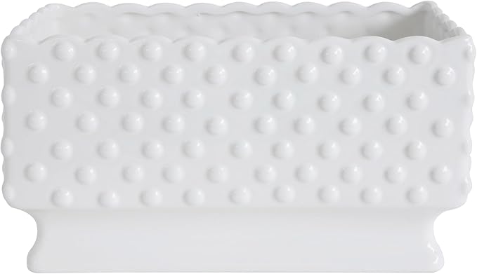 Creative Co-Op White Hobnail Rectangle Ceramic Planter